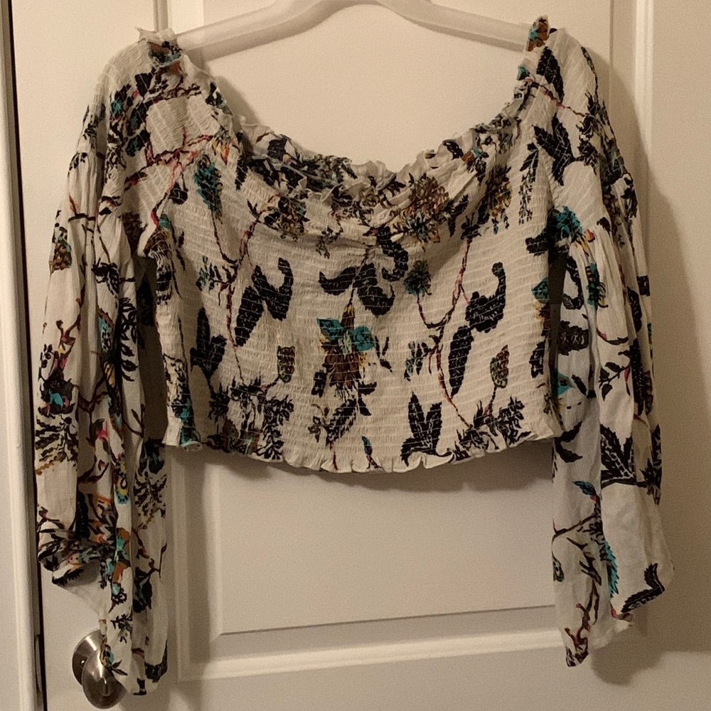 NWT BP Nordstrom boho exotic floral crop top with gorgeous flowing sleeves XXL